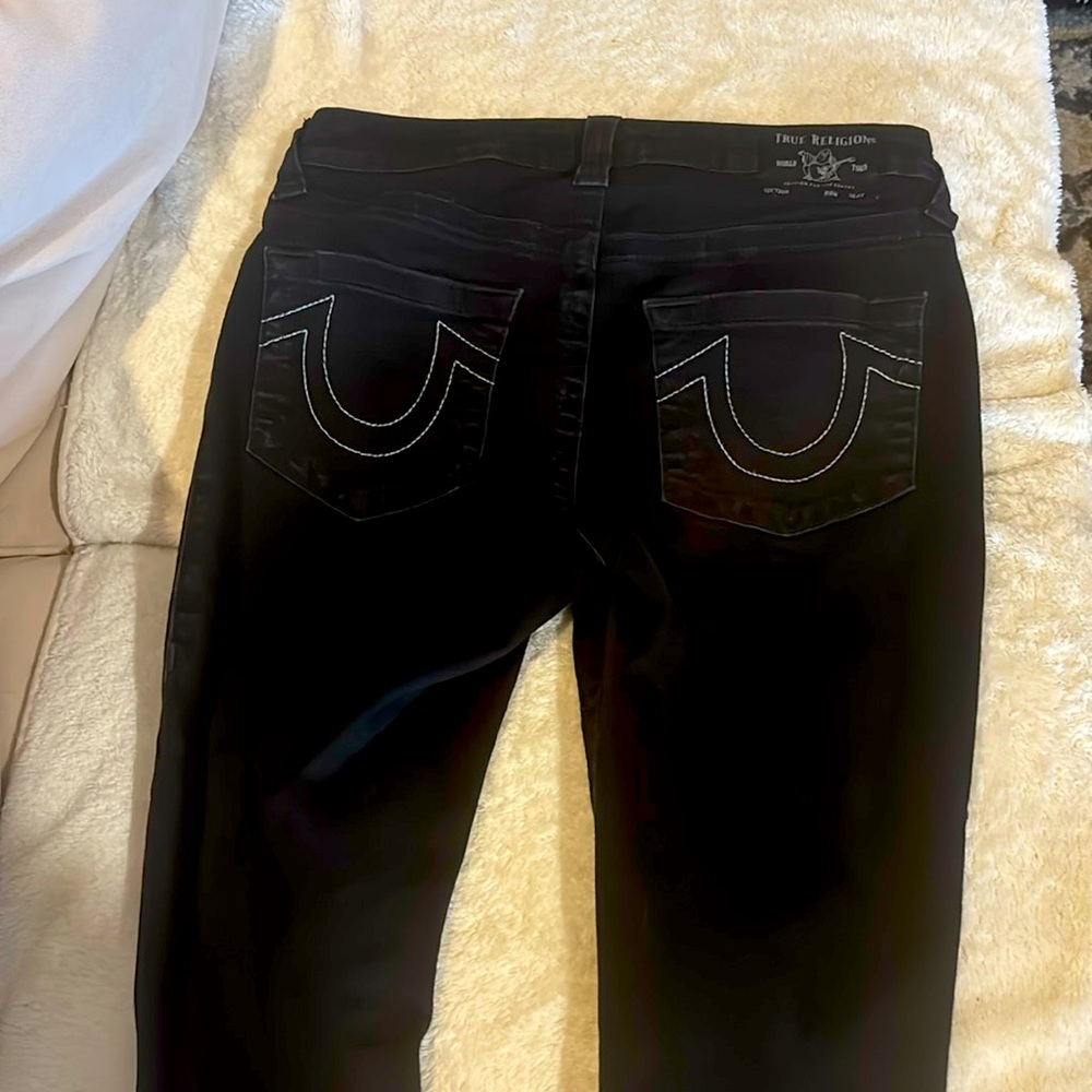 True Religion Women's Jennie Mid Rise Curvy Fit Skinny Ankle Jean- black - Picture 5 of 6